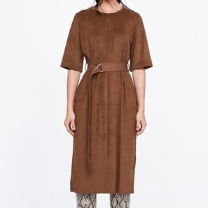Zara brown faux suede dress